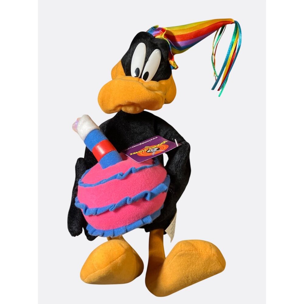 Looney Tunes Daffy Duck Plush With Party Hat & Cake By Warner Bros